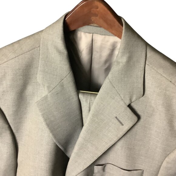 Kasper Men's Khaki Tan Wool Suit Jacket & Pants 2-Piece Set 46L Pure Virgin Wool - Picture 11 of 16